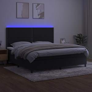 Box spring postel s matrací a LED černá 200x200 cm samet - obrázek 4