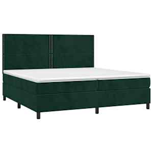 Box spring postel s matrací a LED tmavě zelená 200x200 cm samet - obrázek 3