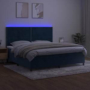 Box spring postel s matrací a LED tmavě modrá 200x200 cm samet - obrázek 4