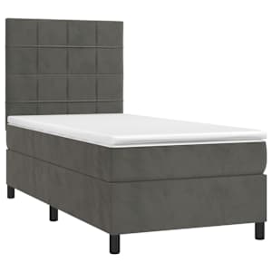 Box spring postel s matrací a LED tmavě šedá 80 x 200 cm samet - obrázek 3