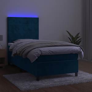 Box spring postel s matrací a LED tmavě modrá 80 x 200 cm samet - obrázek 4