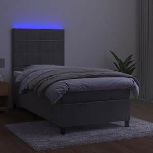 Box spring postel s matrací a LED světle šedá 90x200 cm samet - obrázek 4