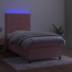 Box spring postel s matrací a LED růžová 90x200 cm samet - obrázek 4