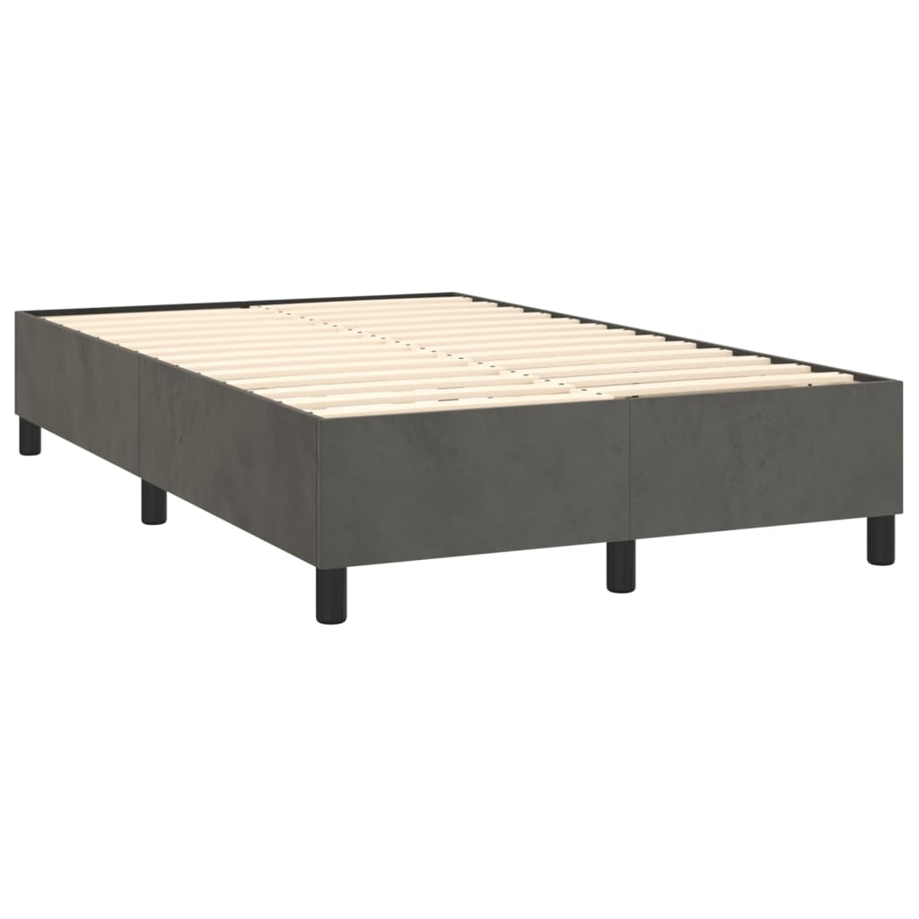 Box spring postelja z vzmetnico LED temno siva 120x200 cm žamet