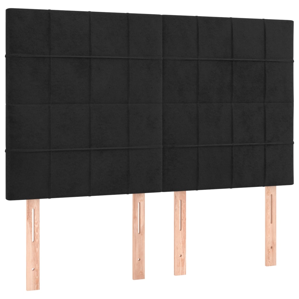 Fekete bársony rugós és LED-es ágy matraccal 140x200 cm 