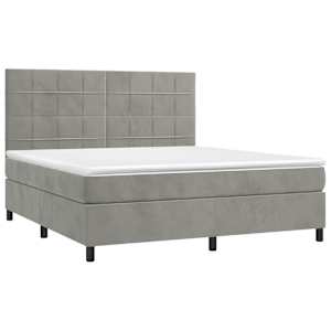 Box spring postel s matrací a LED světle šedá 160x200 cm samet - obrázek 3