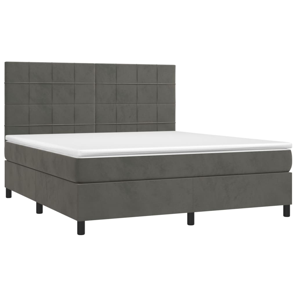 vidaXL Boxspring met matras en LED fluweel donkergrijs 160x200 cm afbeelding