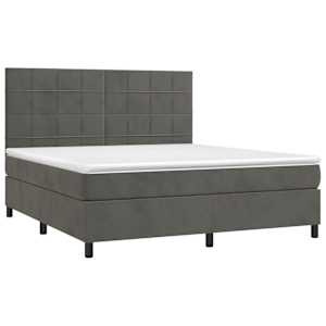 Box spring postel s matrací a LED tmavě šedá 160x200 cm samet - obrázek 3