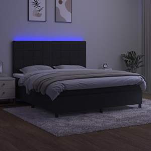 Box spring postel s matrací a LED černá 160x200 cm samet - obrázek 4