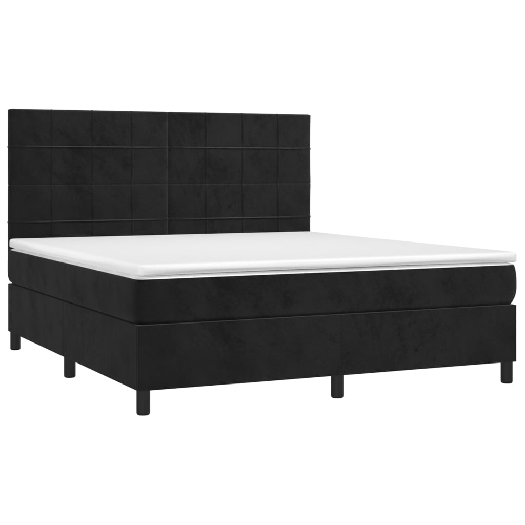 vidaXL Boxspring met matras en LED fluweel zwart 180x200 cm afbeelding