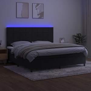 Box spring postel s matrací a LED černá 200x200 cm samet - obrázek 4