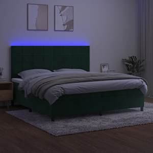 Box spring postel s matrací a LED tmavě zelená 200x200 cm samet - obrázek 4