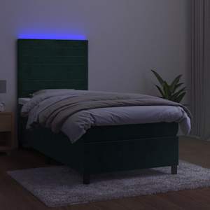 Box spring postel s matrací a LED tmavě zelená 80x200 cm samet - obrázek 4