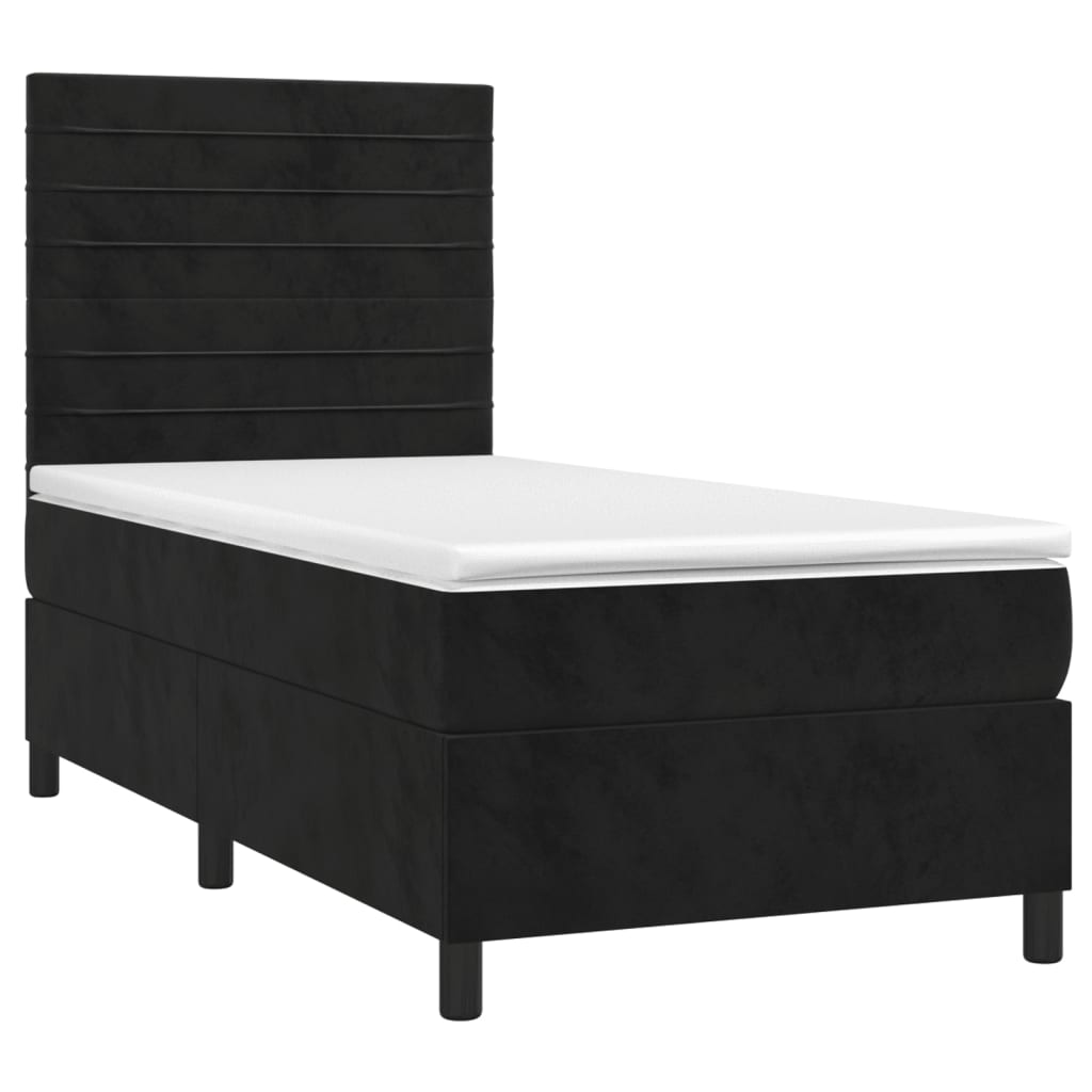 vidaXL Boxspring met matras en LED fluweel zwart 90x190 cm afbeelding