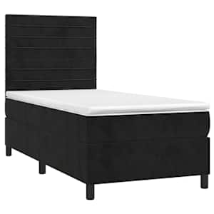 Box spring postel s matrací a LED černá 90x190 cm samet - obrázek 3