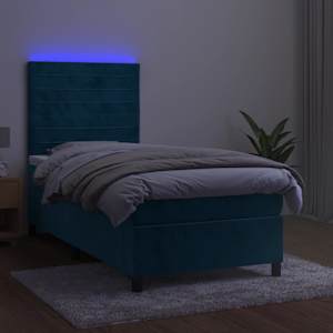 Box spring postel s matrací a LED tmavě modrá 90x190 cm samet - obrázek 4