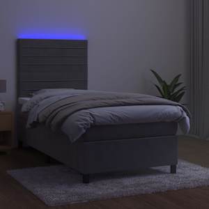 Box spring postel s matrací a LED světle šedá 90x200 cm samet - obrázek 4