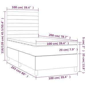 Box spring postelja z vzmetnico LED črna 100x200 cm žamet - slika 8