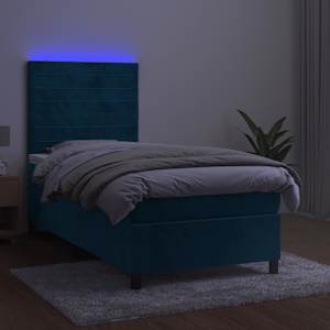 Box spring postel s matrací a LED tmavě modrá 100x200 cm samet - obrázek 4