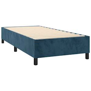 Box spring postelja z vzmetnico LED temno modra 100x200cm žamet - slika 5