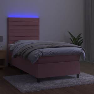 Box spring postelja z vzmetnico LED roza 100x200 cm žamet - slika 4