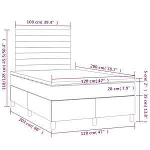 Box spring postelja z vzmetnico LED temno siva 120x200 cm žamet - slika 8