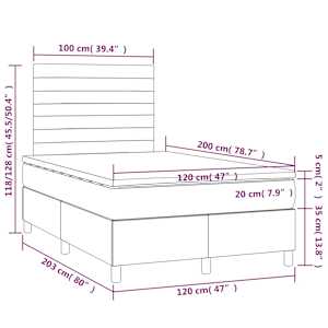 Box spring postelja z vzmetnico LED črna 120x200 cm žamet - slika 8