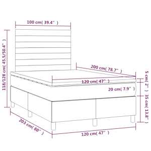 Box spring postelja z vzmetnico LED temno modra 120x200cm žamet - slika 9