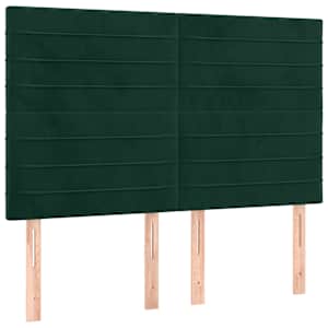 Box spring postel s matrací a LED tmavě zelená 140x190 cm samet - obrázek 7