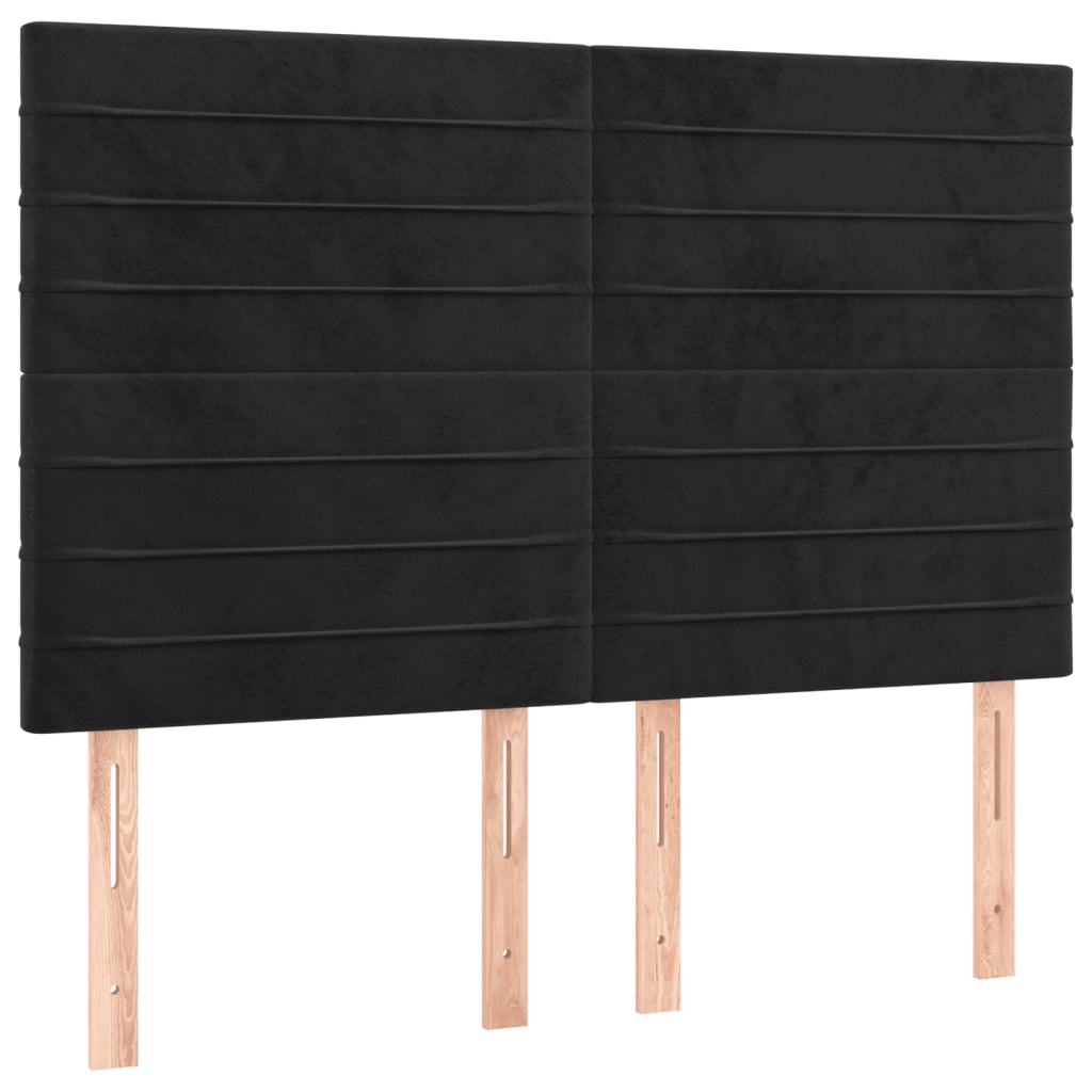 Fekete bársony rugós és LED-es ágy matraccal 140x200 cm 