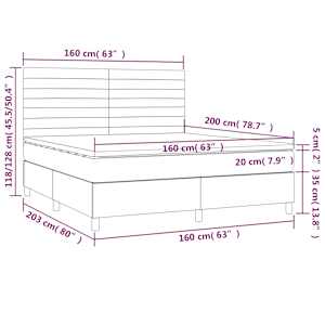 Box spring postel s matrací a LED světle šedá 160x200 cm samet - obrázek 8