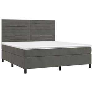 Box spring postel s matrací a LED tmavě šedá 160x200 cm samet - obrázek 3