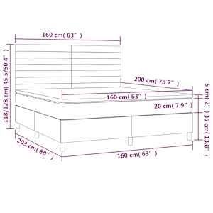 Box spring postel s matrací a LED tmavě modrá 160x200 cm samet - obrázek 9
