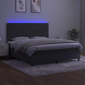 Box spring postel s matrací a LED tmavě šedá 180x200 cm samet - obrázek 4