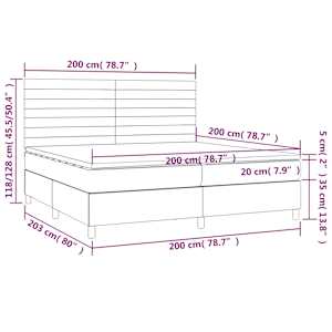 Box spring postel s matrací a LED světle šedá 200x200 cm samet - obrázek 8