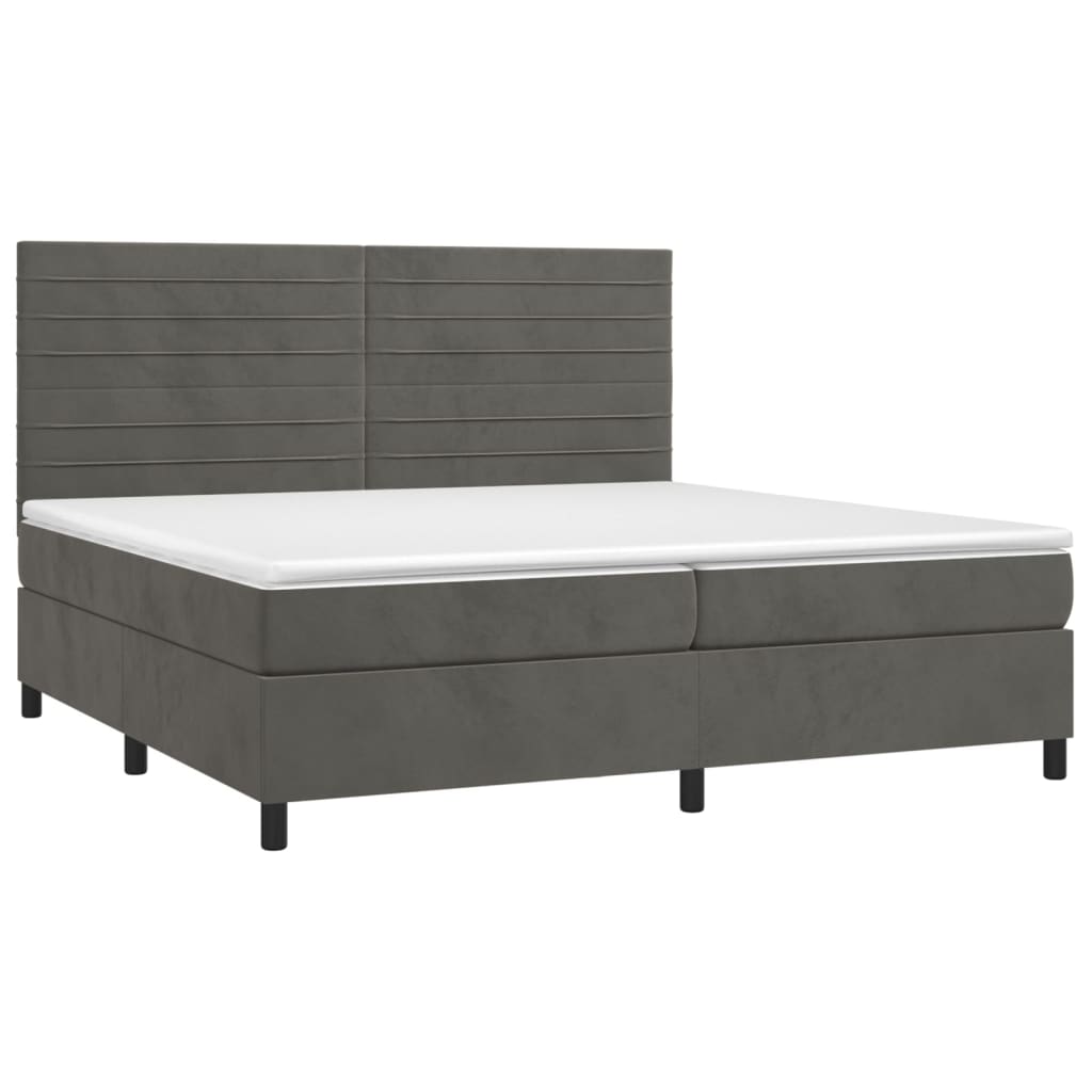 vidaXL Boxspring met matras en LED fluweel donkergrijs 200x200 cm afbeelding