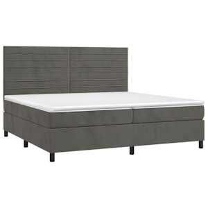 Box spring postel s matrací a LED tmavě šedá 200x200 cm samet - obrázek 3