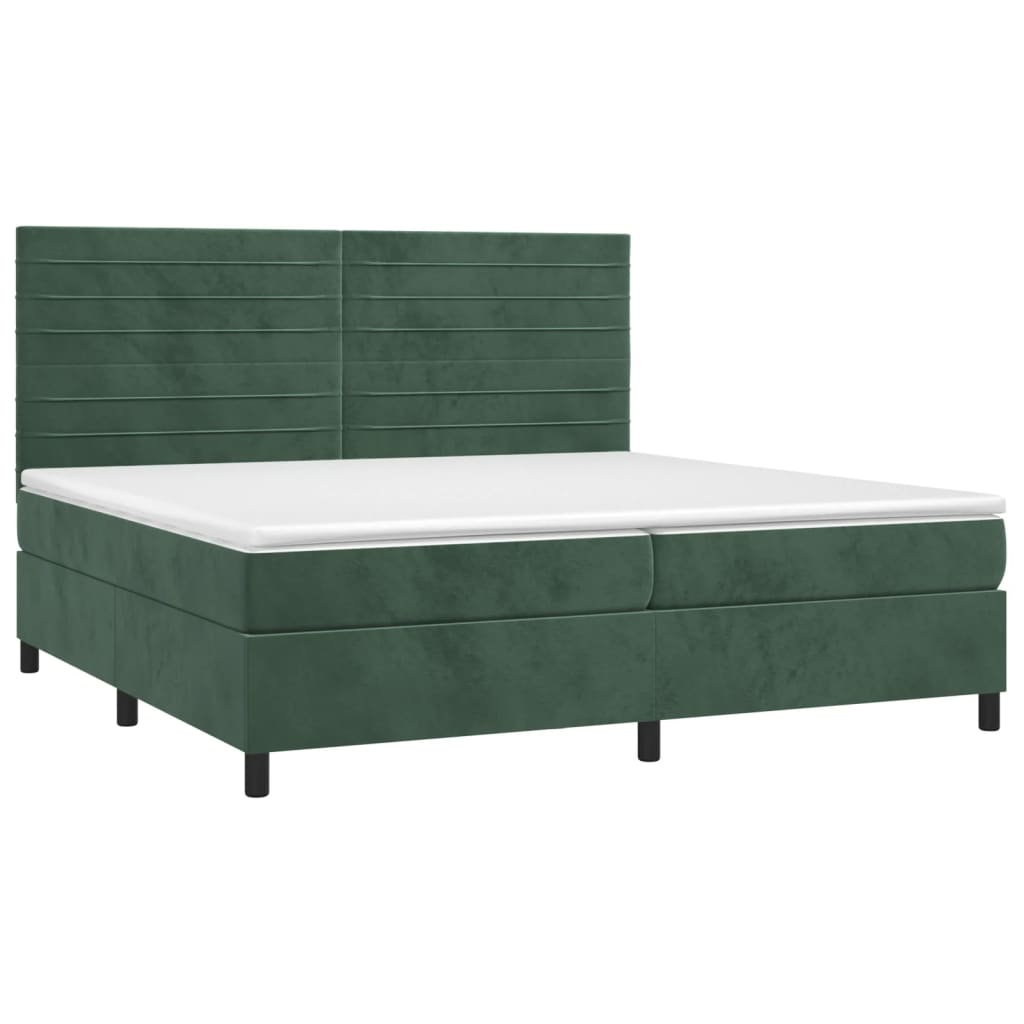 vidaXL Boxspring met matras en LED fluweel donkergroen 200x200 cm afbeelding