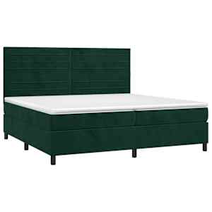 Box spring postel s matrací a LED tmavě zelená 200x200 cm samet - obrázek 3