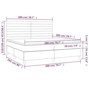 Box spring postel s matrací a LED tmavě zelená 200x200 cm samet - obrázek 9
