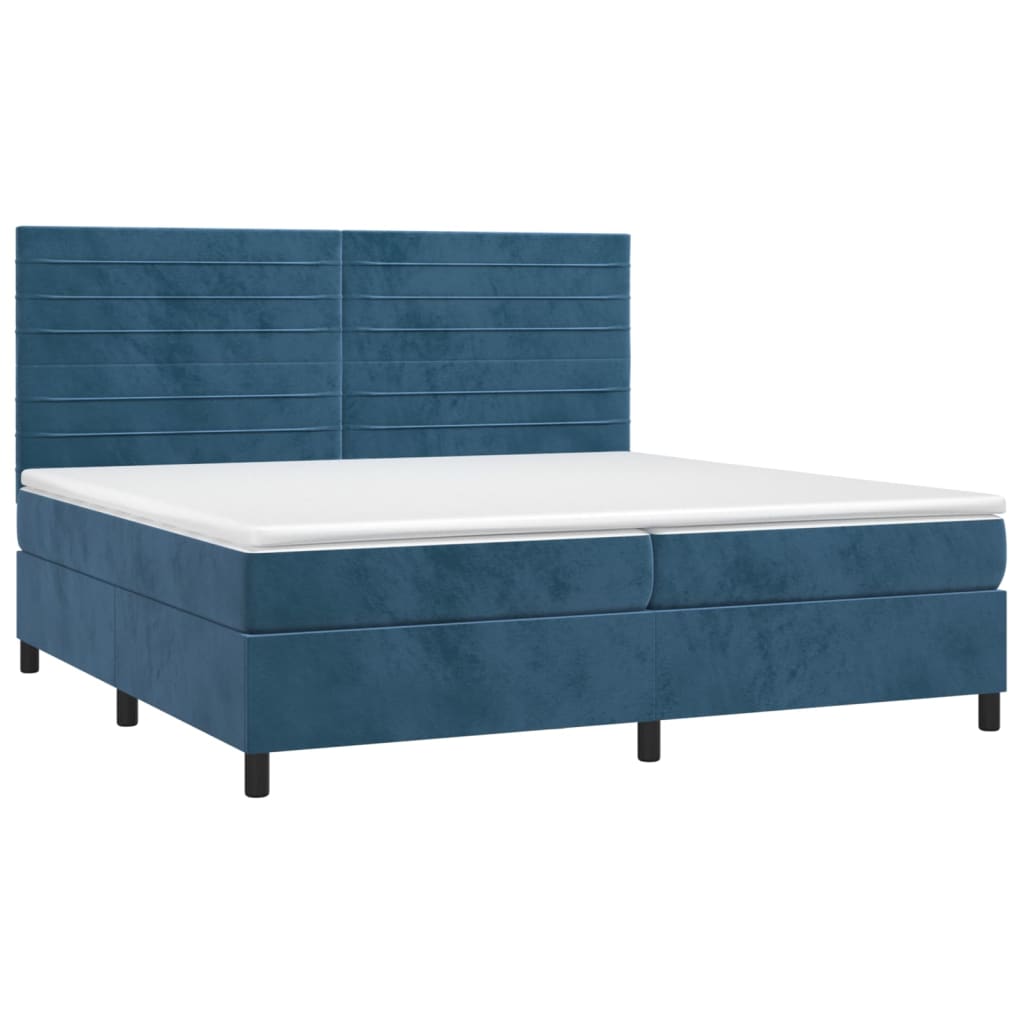Thumbnail - vidaXL Boxspringbett mit Matratze & LED Dunkelblau 200x200 cm Samt