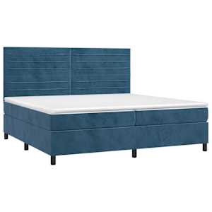 Box spring postel s matrací a LED tmavě modrá 200x200 cm samet - obrázek 3