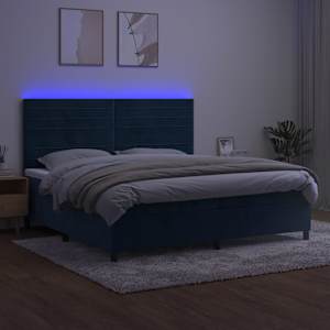 Box spring postel s matrací a LED tmavě modrá 200x200 cm samet - obrázek 4