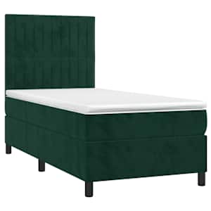 Box spring postel s matrací a LED tmavě zelená 80x200 cm samet - obrázek 3