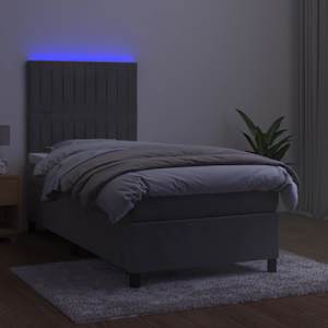 Box spring postel s matrací a LED světle šedá 90x200 cm samet - obrázek 4