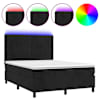 vidaXL kontinentaalvoodi madrats ja LED, must, 140x190 cm, samet