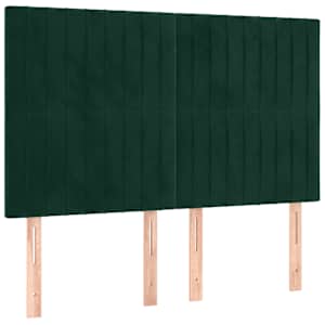 Box spring postel s matrací a LED tmavě zelená 140x190 cm samet - obrázek 7