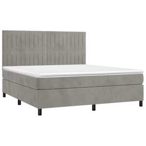 Box spring postel s matrací a LED světle šedá 160x200 cm samet - obrázek 3