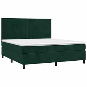 Box spring postel s matrací a LED tmavě zelená 160x200 cm samet - obrázek 3
