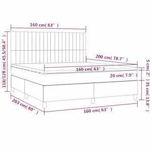 Box spring postel s matrací a LED tmavě zelená 160x200 cm samet - obrázek 9